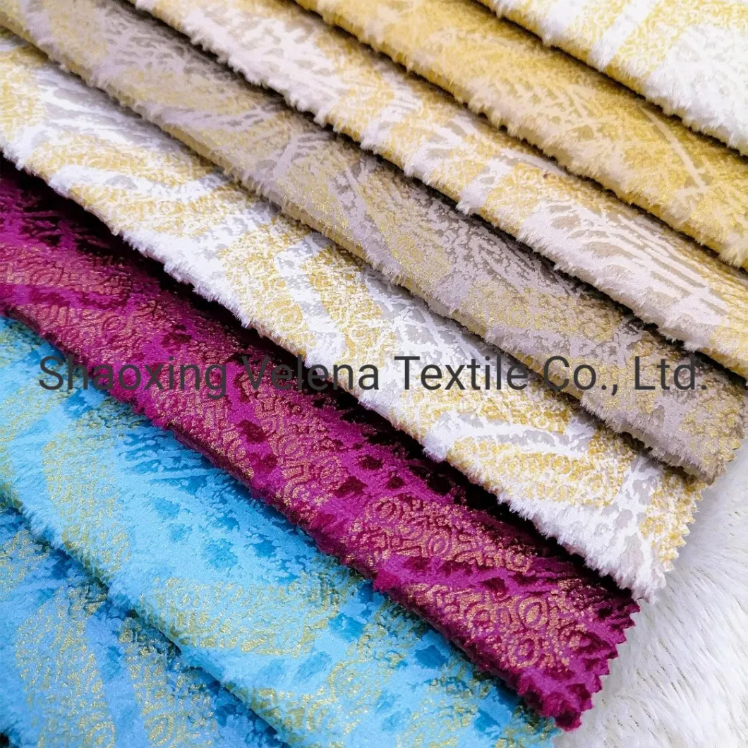 New Patteren 100% Polyester Holland Velvet Dyeing with Glue Emboss and Bronzing Living Room China Sofa Curtain Upholstery Furniture Fabric