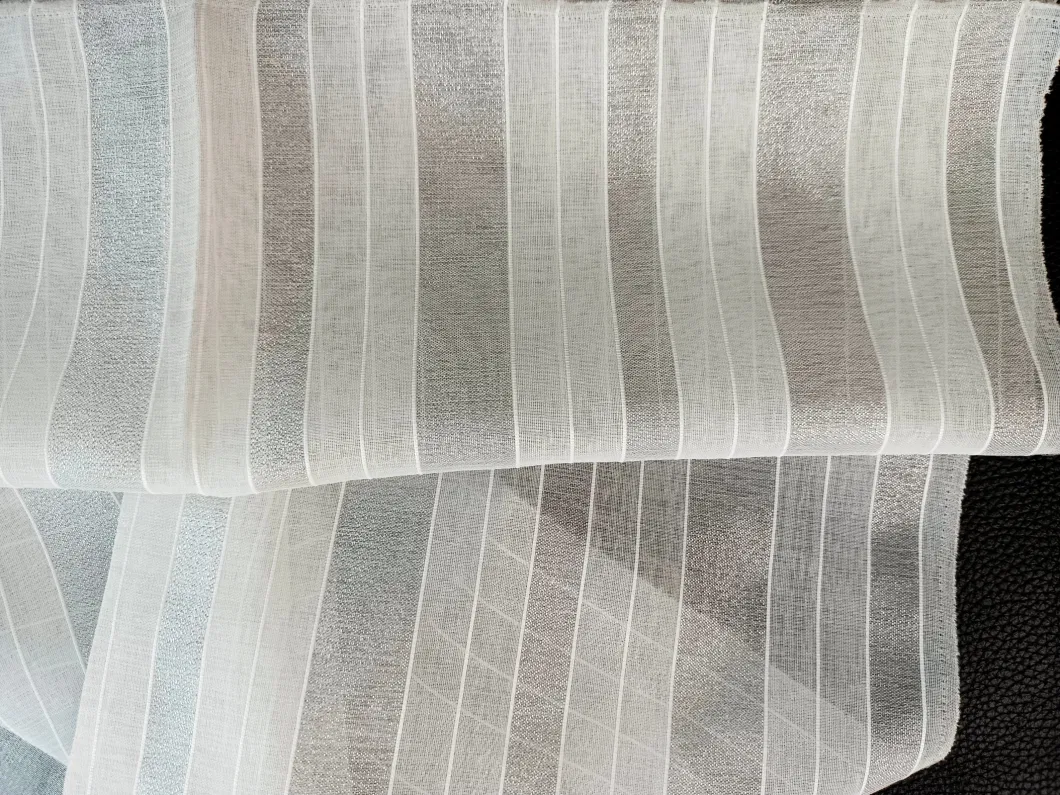 Low Price Natural Linen and Polyester Metallic Yarn Sheer Cortina Curtain Fabric